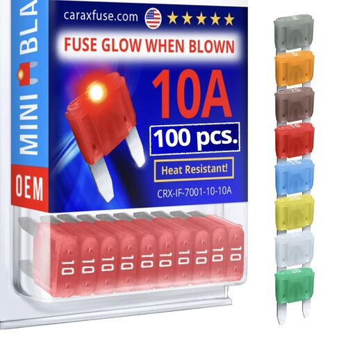 CARAX Glow Fuse - شفرة صغيرة Premium Fuse - مجموعة 30A 100 جهاز كمبيوتر شخصى - يتوهج عند نفخ الصمامات LED للسيارات - صمام التوهج التلقائي الذكي سهل التعرف - 100 جهاز كمبيوتر شخصى in Kuwait