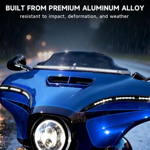 Areyourshop زخرفة الزجاج الأمامي من الكروم مع أضواء إشارة الانعطاف LED للجري لـ Harley Touring Street Glide Electra Glide Ultra Limited 2014-2025، شريط تزيين الزجاج الأمامي بعدسة دخانية in Kuwait