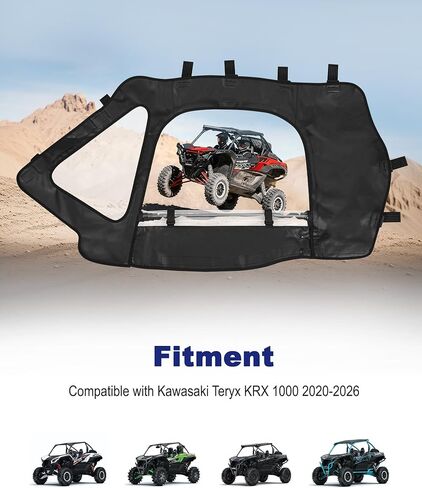 أبواب علوية ناعمة متوافقة مع Kawasaki Teryx KRX 1000 2020-2026، حاوية كابينة UTV مقاومة للماء تحافظ على الجفاف والدفء، تركيب النافذة العلوية بدون أدوات، استبدال OEM 99994-1298 in Saudi Arabia