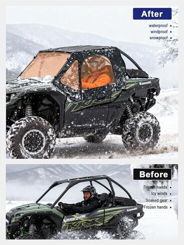 أبواب علوية ناعمة متوافقة مع Kawasaki Teryx KRX 1000 2020-2026، حاوية كابينة UTV مقاومة للماء تحافظ على الجفاف والدفء، تركيب النافذة العلوية بدون أدوات، استبدال OEM 99994-1298 in Saudi Arabia