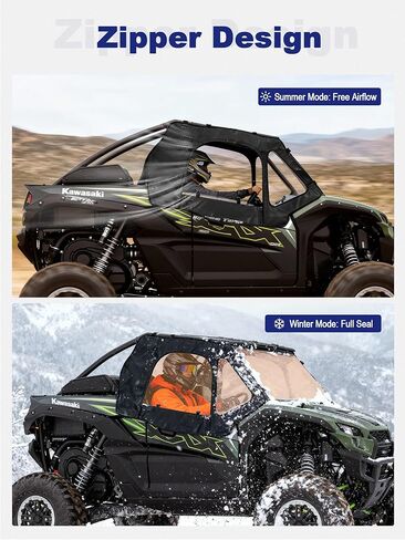 أبواب علوية ناعمة متوافقة مع Kawasaki Teryx KRX 1000 2020-2026، حاوية كابينة UTV مقاومة للماء تحافظ على الجفاف والدفء، تركيب النافذة العلوية بدون أدوات، استبدال OEM 99994-1298 in Saudi Arabia