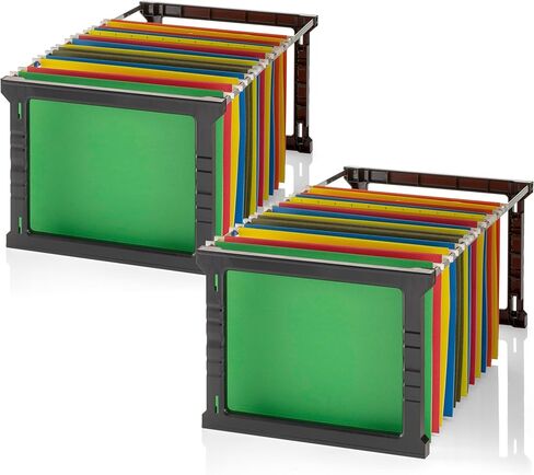 إطارات ملفات معلقة بلاستيكية من Officemate، حجم الحروف والقانون، قضبان من 24 إلى 27، مجموعتان (91963)، أسود in Kuwait