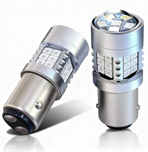 1157 لمبات LED، أكثر سطوعًا بنسبة 400% مع 30 قطعة من رقائق وعدسة LED، 7528 2057 2357 بديلة لمصابيح الفرامل الخلفية، قطعتان in Kuwait