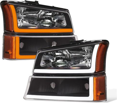 Headlight Topline Switchback Fits Bar + Bumper Blk Black Housing with Amber Reflector Clear-Lens SIL034PLSQ GM2502224 Tf00ssslbhb0307 in Saudi Arabia