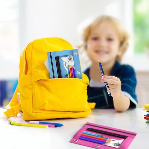 أكياس قلم رصاص من DoDoMagxanadu، حقيبة أقلام رصاص لـ 3 حلقات، حافظة أقلام رصاص شفافة بجيب مزدوج للحافظة، أكياس أقلام رصاص بسحاب مع 3 حلقات مثبتة ببرشام، 12 حزمة in Kuwait