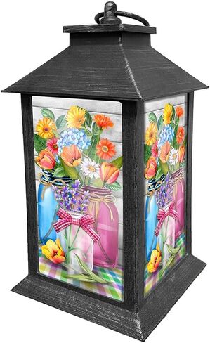 Spring Floral Jars Lantern 13.5" x 5.5" x 5.5" Briarwood Lane in Kuwait