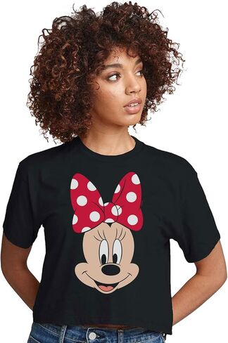 Disney Mickey & Friends - Minnie Face - Juniors Cropped Cotton Blend T-Shirt in Saudi Arabia