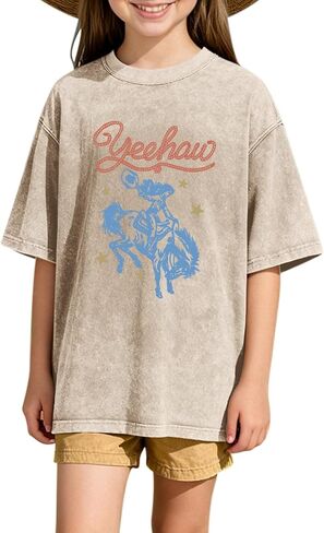 Cowgirl Shirts for Girls Western Horse Riding Shirts Kids Cowboy Country Concert Rodeo Shirt Girl Graphic Tees in Saudi Arabia