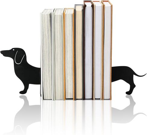 Novabright Wiener Dog Dachshund صورة ظلية معدنية للدفتين مجموعة من 2 نهايات كتاب Dachshund للأرفف رف الكتب المزخرف مكتب المكتب المنزلي رف الكتب ديكور هدية لمحبي الكلاب وعشاق القراءة in Kuwait