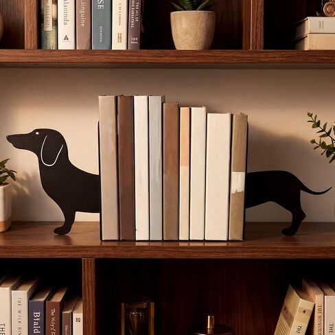 Novabright Wiener Dog Dachshund صورة ظلية معدنية للدفتين مجموعة من 2 نهايات كتاب Dachshund للأرفف رف الكتب المزخرف مكتب المكتب المنزلي رف الكتب ديكور هدية لمحبي الكلاب وعشاق القراءة in Kuwait