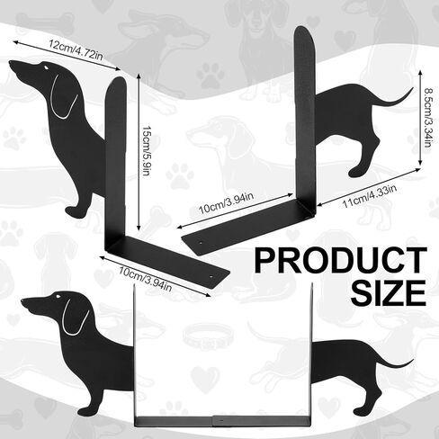 Novabright Wiener Dog Dachshund صورة ظلية معدنية للدفتين مجموعة من 2 نهايات كتاب Dachshund للأرفف رف الكتب المزخرف مكتب المكتب المنزلي رف الكتب ديكور هدية لمحبي الكلاب وعشاق القراءة in Kuwait