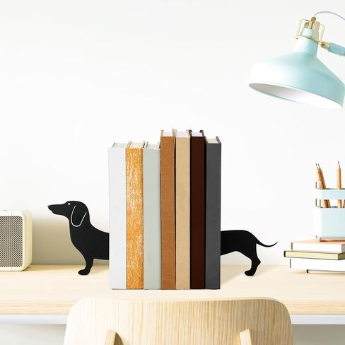 Novabright Wiener Dog Dachshund صورة ظلية معدنية للدفتين مجموعة من 2 نهايات كتاب Dachshund للأرفف رف الكتب المزخرف مكتب المكتب المنزلي رف الكتب ديكور هدية لمحبي الكلاب وعشاق القراءة in Kuwait