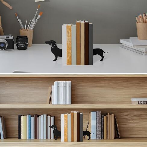Novabright Wiener Dog Dachshund صورة ظلية معدنية للدفتين مجموعة من 2 نهايات كتاب Dachshund للأرفف رف الكتب المزخرف مكتب المكتب المنزلي رف الكتب ديكور هدية لمحبي الكلاب وعشاق القراءة in Kuwait