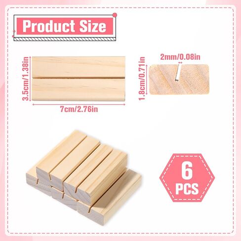 Wooden Place Card Holders, 6 PCS 2.75 Inch Wood Card Holder Wooden Stands for Display Photo & Picture Simple Cards Display Holder for Decor Table Number Wedding Party Displays Recipe in Saudi Arabia