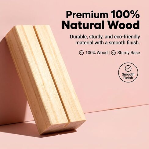 Wooden Place Card Holders, 6 PCS 2.75 Inch Wood Card Holder Wooden Stands for Display Photo & Picture Simple Cards Display Holder for Decor Table Number Wedding Party Displays Recipe in Saudi Arabia