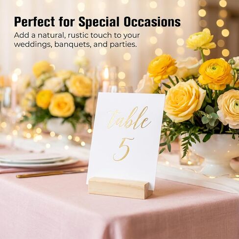 Wooden Place Card Holders, 6 PCS 2.75 Inch Wood Card Holder Wooden Stands for Display Photo & Picture Simple Cards Display Holder for Decor Table Number Wedding Party Displays Recipe in Saudi Arabia