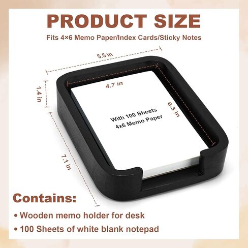 4x6 Memo Paper Holder Organizer for Desk Black Wooden Note Paper Tray with 100 Sheet Blank Memo Pads 4x6 Index Card Tray Black Wood Sticky Note Holder for Office Home School in Saudi Arabia