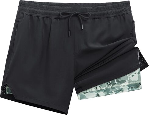 APTRO Mens Athletic Running Shorts 5 Inch with Zipper Pocket 2 in 1 Quick Dry Lightweight Gym Basketball Tennis Workout Short in Saudi Arabia