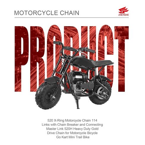 Gold 520 X-Ring Motorcycle Chain 114 Links with Connecting Master Link 520H Heavy Duty Drive Chain for Motorcycle Bicycle Go Kart Mini Trail Bike in Saudi Arabia