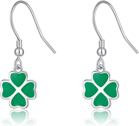 SLUYNZ Solid 925 Sterling Silver Green Clover Earrings Drop for Women Teens Love Clover Dangle Earrings for Spring Summer in Saudi Arabia