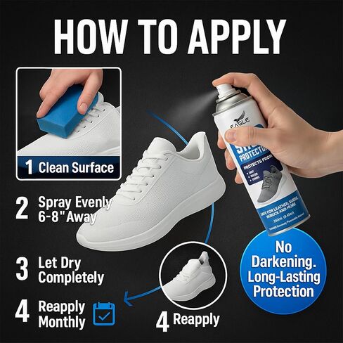 Eagle Best White Shoe Protector Spray – Shoe Protectant for Sneakers, Leather, Suede, Nubuck, Canvas & Mesh, Dirt & Water Resistant Shoe Guard Spray, 250mL in Saudi Arabia