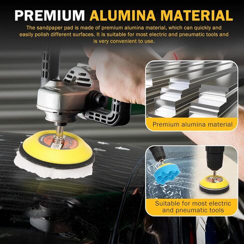 طقم تلميع قرص الصنفرة 215 قطعة مقاس 3 بوصات، طقم ترميم المصابيح الأمامية، وسادات صنفرة بخطاف وحلقة - 60 إلى 10000 حبيبة من ورق الصنفرة الجاف الرطب، مرفق صنفرة الحفر للسيارات والخشب والمعادن in Kuwait