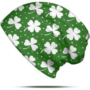 St Patricks Day Slouchy Beanie for Men Women Shamrock Skull Cap, St Paddy's Day Lucky Green Costume Irish Gifts Ponytail Hat in Saudi Arabia