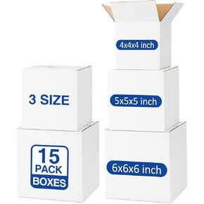 صناديق شحن بأحجام متنوعة - 20 حزمة: 8 × 6 × 4 و 9 × 6 × 4 و 10 × 7 × 5 و 11 × 6 × 6 صناديق شحن صغيرة - صناديق بريد، صناديق من الورق المقوى المموج الأبيض للتغليف - بريد الشركات الصغيرة in Kuwait