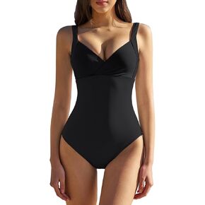 QINSEN Womens Sexy V Neck One Piece Bathing Suit Color Block Swimsuit High Waist Monokini in Saudi Arabia