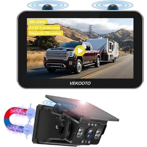 VEKOOTO VK7Pro 2 Magnetic Solar Wireless Backup Camera with 7'' IPS Touchscreen, 15,800mAh Rechargeable, No Wiring, HD1080P Night Vision Wireless Backup Camera for Trucks, RV, Trailer, Camper in Kuwait