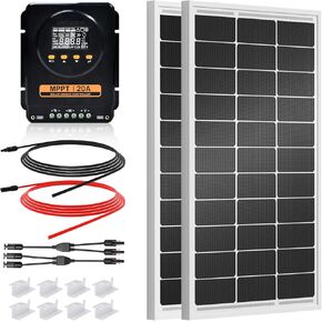 ECO-WORTHY 200 Watts 12 Volt/24 Volt Solar Panel Kit with High Efficiency Monocrystalline Solar Panel and 30A PWM Charge Controller for RV, Camper, Vehicle, Caravan and Other Off Grid Applications in Kuwait