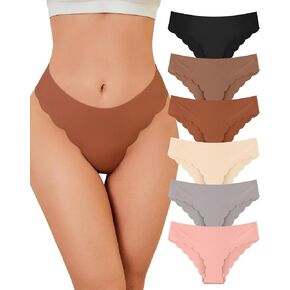 YSense Seamless Underwear for Women No Show Wave Low Hipster Invisibles Cheeky Underwear Sexy Bikini Panties 6 Pack S-XL in Kuwait