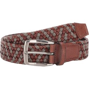 Torino Leather Co. Mens 35 mm Braided Leather & Linen Stretch Cognac/Taupe 32 One Size in Saudi Arabia