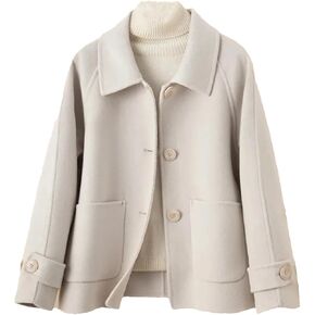 Women Short Wool Coat Autumn Winter Fashion Single-Breasted Loose Wool Overcoat in Saudi Arabia