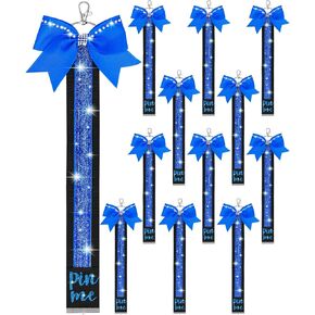 12PCS Cheer Pin Strap Pin Me Ribbon Glitter Cheerleader Blue Bow Keychain Backpack Tag Clothes Pin Charms Bulk Team Gifts & Accessories for Girls in Kuwait