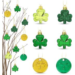 48 قطعة من ديكورات عيد القديس باتريك وزخارف شامروك وعملات ذهبية، عملات البرسيم السعيدة لعيد القديس باتريك وديكورات معلقة على طاولة شجرة عيد القديس باتريك، 6 أنماط in Kuwait