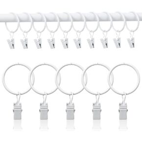 Ouligay 15 PCS Metal Curtain Rings with Clips White Drapery Rings Curtain Rod Rings Curtains Hooks with Clip for Hanging Drapery Drapes Bows 1.5" in Interior Diameter in Saudi Arabia