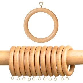 Curtain Rings 2.5 inch, Handmade Wooden Rings for Curtain Rods, Artisan Wood Curtain Rod Rings Multi Size (12, Natural Wood) in Saudi Arabia