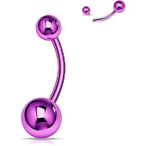 XUU ASTM F136 Titanium Belly Button Ring, 14G Curved Barbell – Hypoallergenic Belly Piercing & Navel Jewelry, Advanced PVD Coating - 6 Colors, 4 Lengths in Saudi Arabia