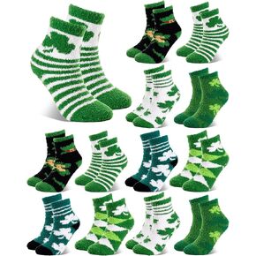 6/12 قطعة من الجوارب الغامضة لعيد القديس باتريك - جوارب شتوية دافئة منفوشة للنساء والرجال، دافئة سميكة حرارية غير قابلة للانزلاق in Kuwait