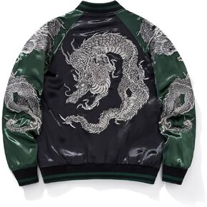 Vintage Dragon Embroidered Bomber Jacket Japanese Streetwear Classic Oriental Windbreaker Coat for Men Women in Kuwait