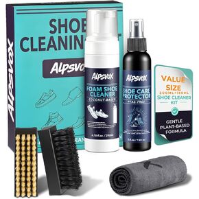 Shoe Cleaning Kit, Sneaker Cleaner Kit with 6.76 oz Shoe Cleaner Foam & 5 oz Shoe Protector Spray, Includes 2 Premium Brushes & Microfiber Towel for White Shoes, Leather, Mesh, Knit, Canvas, Boots in Saudi Arabia