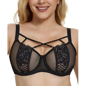 Onlyday Unlined Minimizer Bras for Women Full Coverage Underwire Plus Size Lace Mesh Bras for Large Breasts in Saudi Arabia