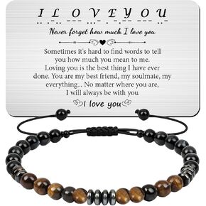 أساور Thrist Morse Code هدايا له - سوار أنا أحبك مع بطاقة محفظة منقوشة وأساور حماية ثلاثية لهوية الهوية للرجال والابن والزوج والصديق وعيد الفصح وأعياد الميلاد والذكرى السنوية للتخرج in Kuwait