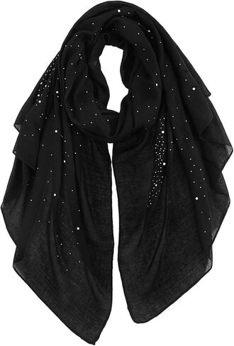 GERINLY Sparkly Scarf for Women, Rhinestone Pearl Scarves, Glitter Head Scarf, Bling Bling Shawl and Wraps in Saudi Arabia