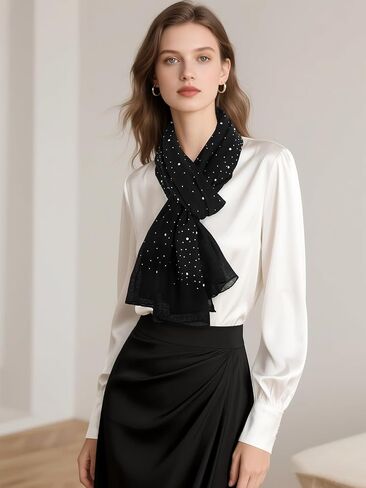 GERINLY Sparkly Scarf for Women, Rhinestone Pearl Scarves, Glitter Head Scarf, Bling Bling Shawl and Wraps in Saudi Arabia