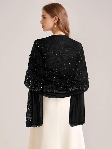 GERINLY Sparkly Scarf for Women, Rhinestone Pearl Scarves, Glitter Head Scarf, Bling Bling Shawl and Wraps in Saudi Arabia