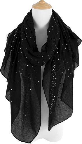 GERINLY Sparkly Scarf for Women, Rhinestone Pearl Scarves, Glitter Head Scarf, Bling Bling Shawl and Wraps in Saudi Arabia