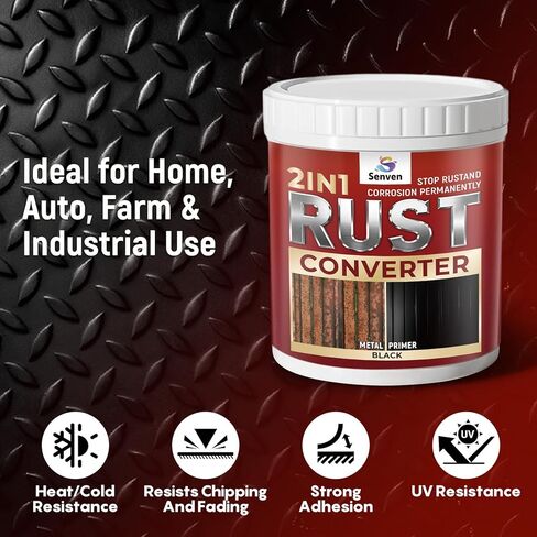 2 in 1 Rust Converter & Metal Primer 5 oz Black Rust Reformer Paint for Metal, Trailer, Truck Frame, Car Chassis, Automotive Rust Encapsulator & Inhibitor, Heat Resistance Rust Black Paint for Metal in Saudi Arabia