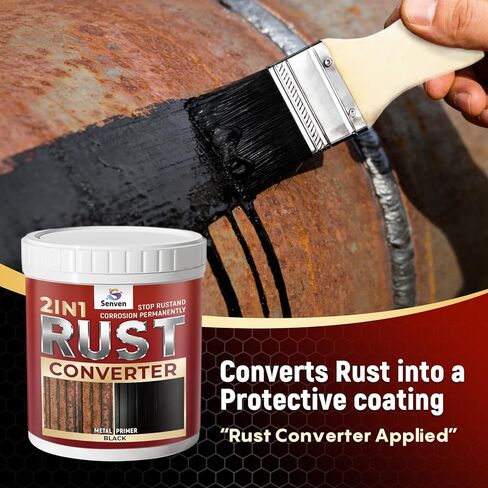 2 in 1 Rust Converter & Metal Primer 5 oz Black Rust Reformer Paint for Metal, Trailer, Truck Frame, Car Chassis, Automotive Rust Encapsulator & Inhibitor, Heat Resistance Rust Black Paint for Metal in Saudi Arabia